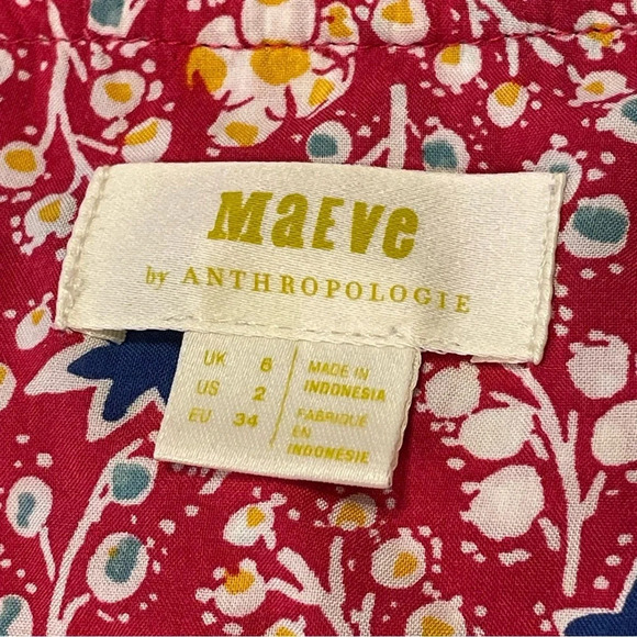 MAEVE by ANTHROPOLOGIE Marisol Ruffled Blouse in Red‎ Rouge Motif - Picture 7 of 8